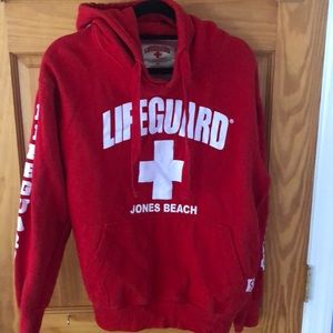 red lifeguard sweatshirt
